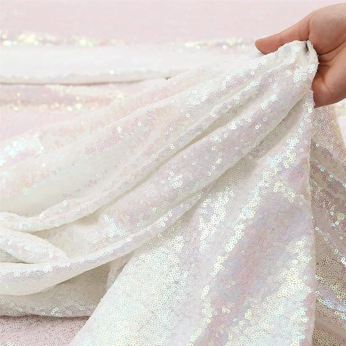 Poise3EHome White Iridescent Sequin Backdrop, 8FT x 10FT Sequin Photography - Image 6