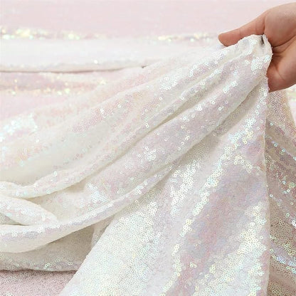 Poise3EHome White Iridescent Sequin Backdrop Curtains, 2 Panels 2FTx8FT Glitter - Image 3