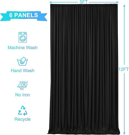 6 Panels Black Backdrop Curtains - Image 6