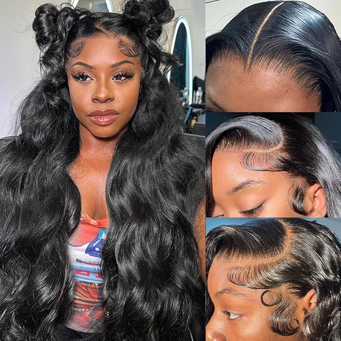 30 Inch 13x4 Lace Front Wigs Human Hair 180% Density Body Wave HD Lace Frontal Wigs Human Hair Pre Plucked Glueless Wigs for Women 100% Virgin Human Hair Natural Color
