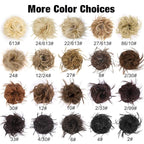 HMD Tousled Updo Messy Bun Hairpiece Hair Extension Ponytail with Elastic Rubber Band Updo Ponytail Hairpiece Synthetic Hair Extensions Scrunchies Ponytail Hairpieces for Women