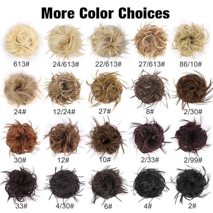 HMD Tousled Updo Messy Bun Hairpiece Hair Extension Ponytail with Elastic Rubber Band Updo Ponytail Hairpiece Synthetic Hair Extensions Scrunchies Ponytail Hairpieces for Women