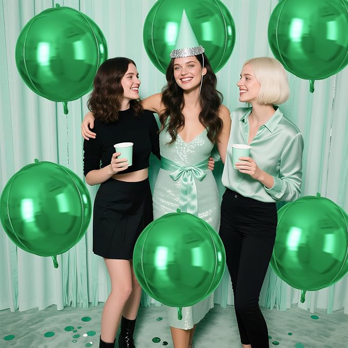 Green Round Foil Balloons 9 pcs - Image 4