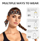 Men's Women Lovely Sports Sweatband Hair Decor for Sports Athletic Spa, Elastic Multipurpose Halloween Raven Pumpkin Skull Head Ribbon Headwear
