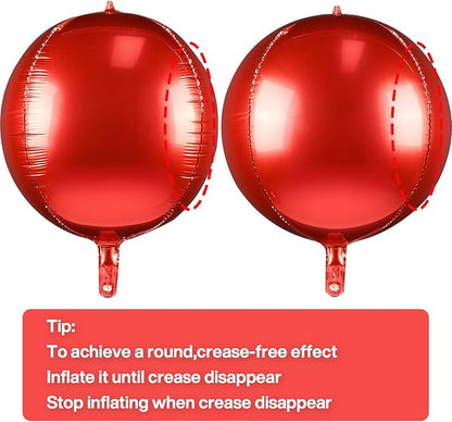PartyWoo Red Large Round Giant 4D Jumbo Inflatable Foil Balloons 6pcs | 22 Inch - Image 4