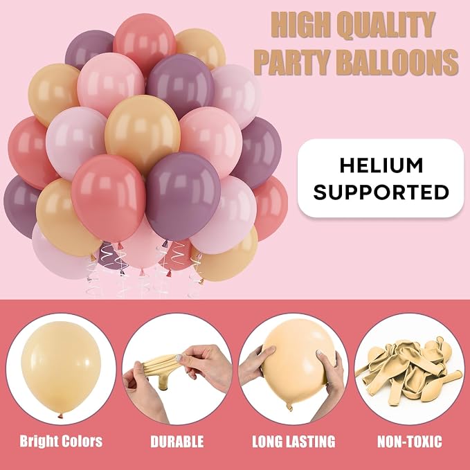 Pink and Purple Balloons 12inch Dusty Purple Blush Pink Balloon - Image 6