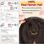 Rich Choices Human Hair Toppers for Women-100% Real Remy Hair Topper with 3D 360°Bang-Upgraded 150% Density 9 * 12CM Lace Base-Clip in Hairs topper for Thinning Hairs-10Inch #1B Natual Black