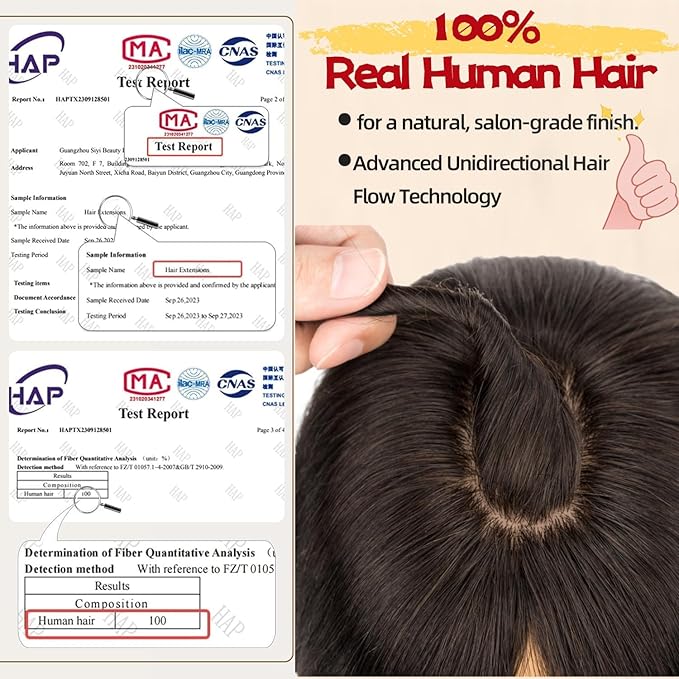 Rich Choices Human Hair Toppers for Women-100% Real Remy Hair Topper No Bang-Upgraded 150% Density 9 * 12CM Lace Base-Clip in Hairs Topper for Thinning Hairs-14Inch #1B Natual Black