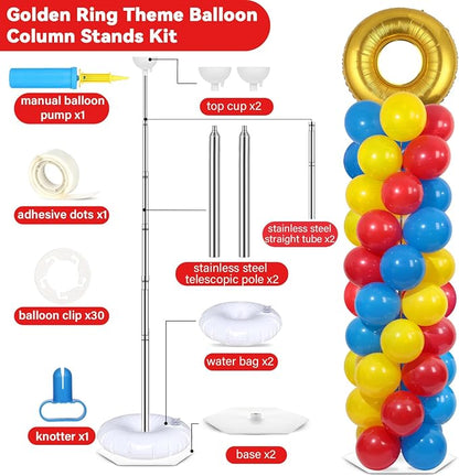 2 Sets Red Blue Yellow Balloon Column Stand Kit - Image 2
