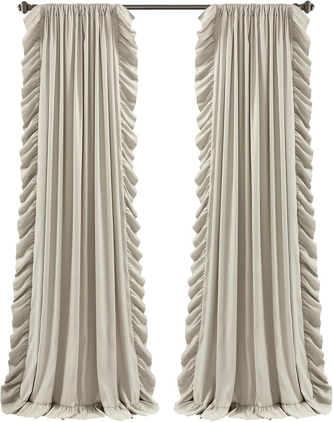 Lush Decor Reyna Ruffle Window Curtain Panel Set, Wheat - Image 7