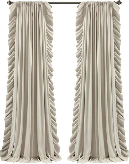 Lush Decor Reyna Ruffle Window Curtain Panel Set, Wheat - Image 7