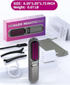 YFG Cordless Hair Straightener Brush, 10000mAh Rechargeable Battery, Ionic Thermal Wireless Hair Straightening Comb (Grey)