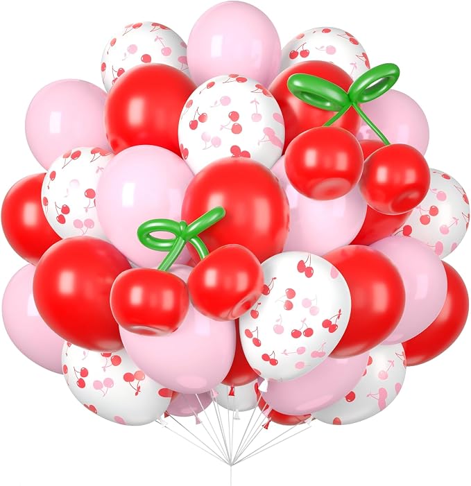 Cherry Balloons, 12 Inch Red and Pink Balloons by FunHot