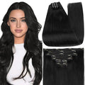 Full Shine Black Human Hair Clip in Extensions Straight Clip in Remy Extensions Jet Black Hair Extensions Clip ins Seamless Thick Ends 14 Inch 120 G 7 Pcs