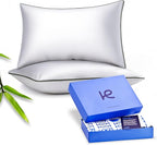 Kickoff Viscose Bamboo Pillowcase, Standard, Set of 2, 100% Organic Hidden Zippered Viscose Bamboo Pillow Case Standard Size, Cooling Pillow Cover for Hot Sleepers (20"x26", Trimmed, Pewter)