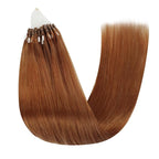 YoungSee Micro Hair Extensions Copper Micro Bead Hair Extensions Micro Links Hair Extension Copper for Women 18In 25g 25s