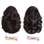 Ponytail Extension, Clip on Ponytails for Women, 9" Claw Clip in Short Curly Wavy Pony Hair Extension for Women - Darkest Brown