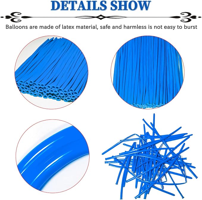 Blue Long Balloons Premium 260 Twisting Animals Magic Balloons - Image 2