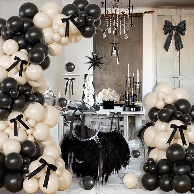 Black and Sand White Balloon Arch Kit - Image 5