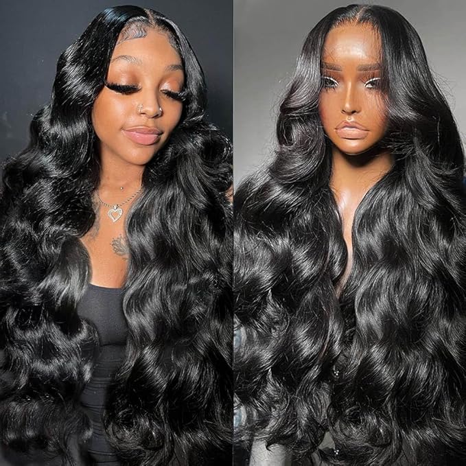 13x6 Body Wave Human Hair Lace Front Wigs180% Density HD Lace Frontal Wigs Human Hair Pre Plucked Body Wave Lace Front Wigs for Women with Baby Hair Black Color 22Inch