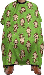 Full Coverage Hair Cutting Cape, Hairdressing Apron Green Clever Monkey Hair Cutting Gown for Makeup Artist Beautician