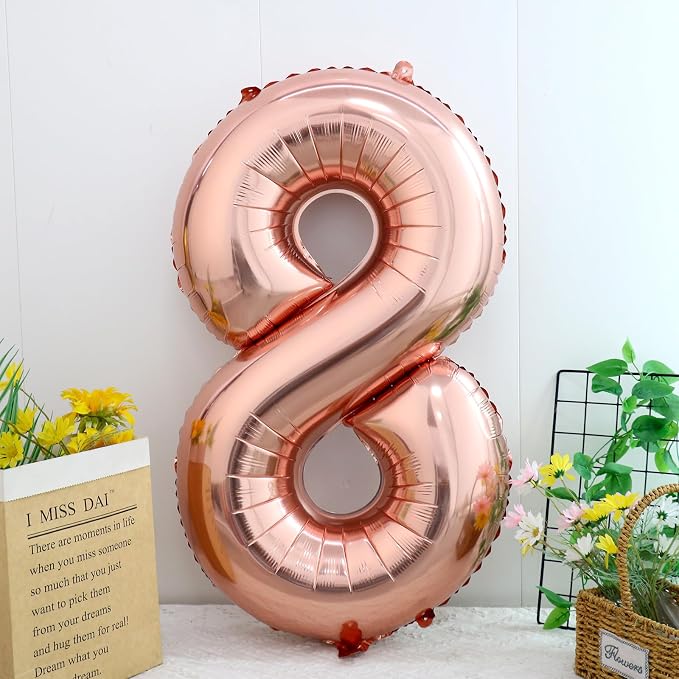 40 Inch Rose Gold Number 8 Balloon, Giant Number Balloons, Birthday Decor | - Image 2