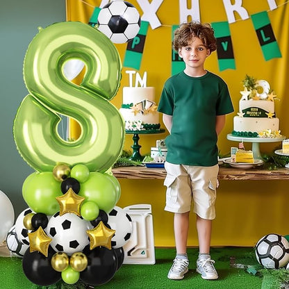Green Number 8 Balloon Soccer 40 Inch Number Eight Foil Balloons Tower Set - Image 3