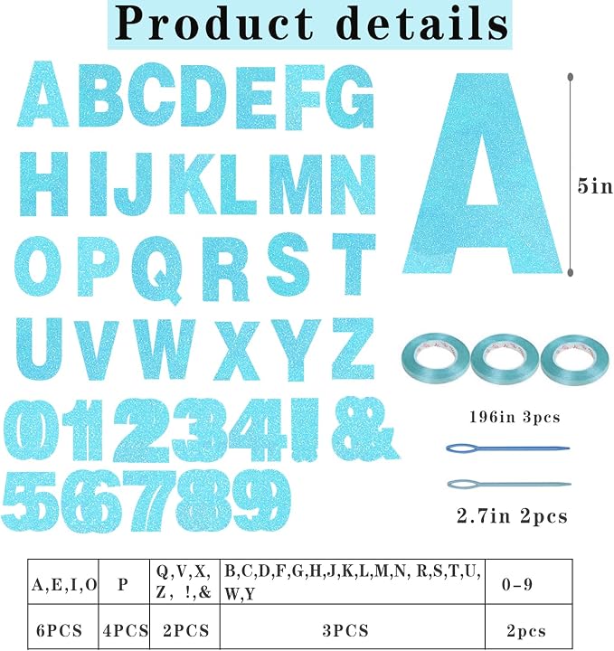 116 Pcs DIY Glitter Customizable Banner Kit Custom Banner Including 111 Letters - Image 2