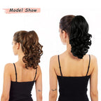 Ponytail Extension, Clip on Ponytails for Women, 12" Claw Clip in Short Curly Wavy Pony Hair Extension for Women - Light Brown