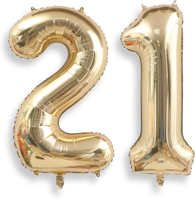 AULE 40 Inch Light Gold 21 Balloon Number Foil 0-9 Birthday Big Numbers | by AULE