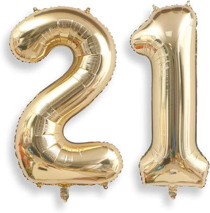 AULE 40 Inch Light Gold 21 Balloon Number Foil 0-9 Birthday Big Numbers | by AULE