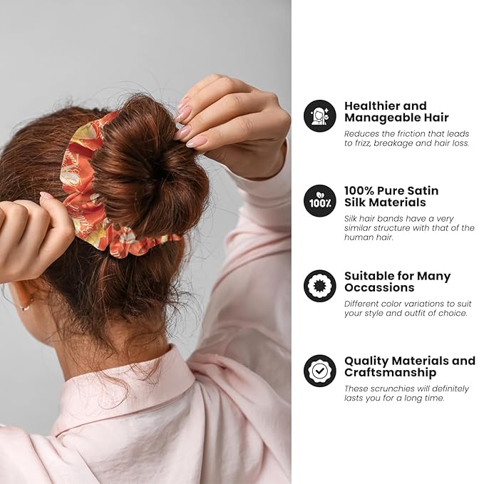 cute design scrunchies for all hair type elastic hair band great for ponytails XL srcunchies set these soft hair ties is great for every occasion (ribbon)