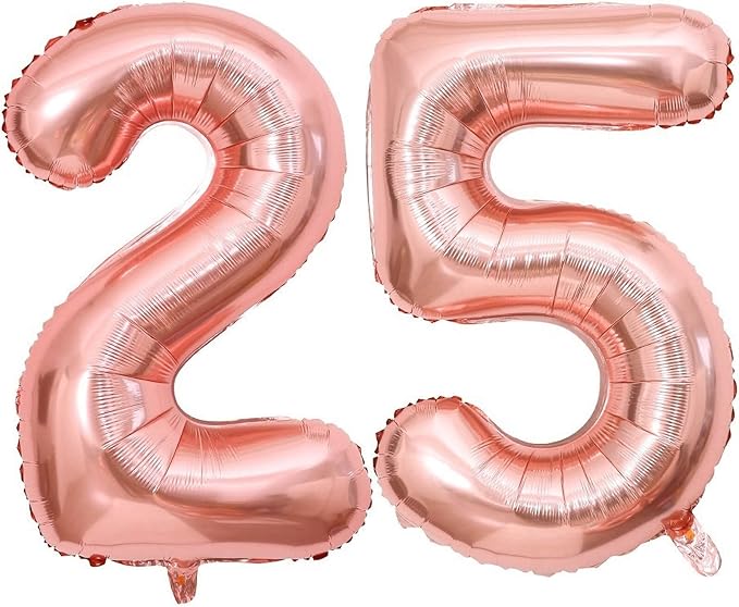 40 Inch Rose Gold 25 Number Balloons Giant Jumbo Huge 25 or 52 Foil Mylar by LHOAVWE