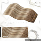 Moresoo Blonde Ombre Clip in Hair Extensions Real Human Hair Short Balayage Light Brown to Golden Blonde with Light Brown Clip in Extensions for Straight 80g/5pcs 10 inch