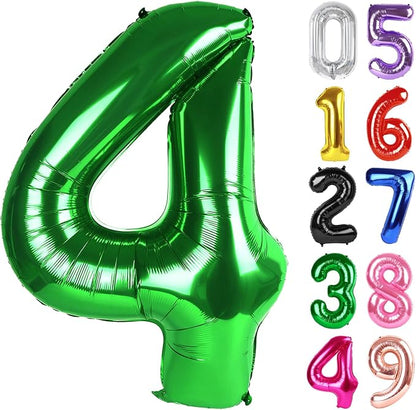 Green Number 4 Balloon 40 Inch, 4th Birthday Party Decorations Men Women | Foil by IWERP