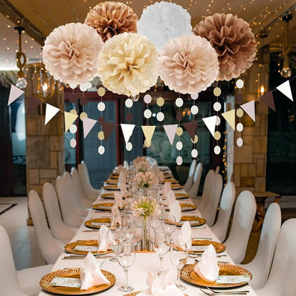 Boho Baby-Shower White-Brown Champagne Party-Decorations - Image 7