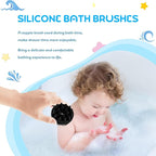 Silicone Bathing Brush and Massage Shampoo Brush for, 1pcs Black Silicone Scalp Scrubber Body Scrubber for Gentle Bathing and Hair Care