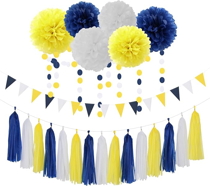 Navy-Blue White-Yellow Graduation Party Decorations by OURUOLA