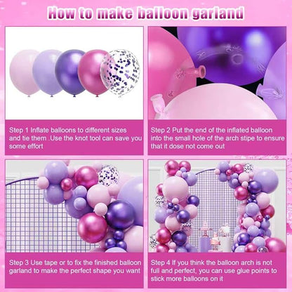 YMSZ Pink Purple Balloons Arch Kit, Different Sizes, 18 12 10 5 inch, - Image 3