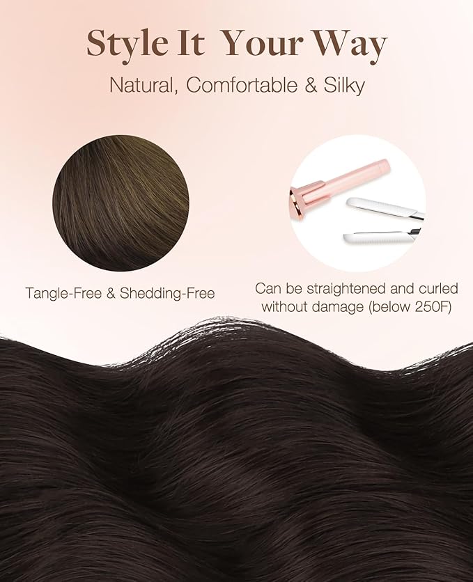GOO GOO Invisi Edge Tape in Hair Extensions Human Hair, 2C/4E/6C Brown Sugar Swirl Highlights 10pcs injected with 10pcs classical tape ins, 18inch 50g, Virgin Remy Hair, Natural Look