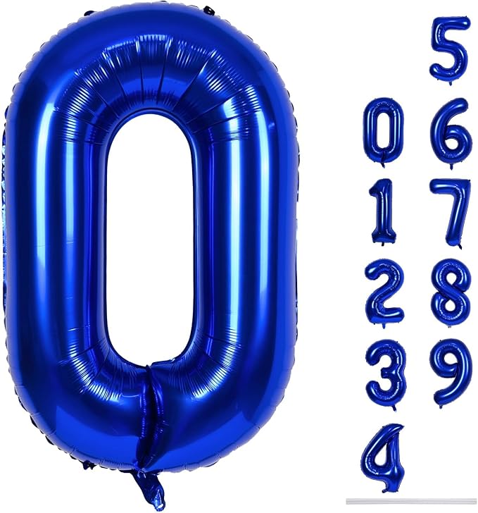 40 Inch Balloon Number 0 Navy Blue, Large Foil Dark Blue Number Balloons Set 0-9 by Lingqiang