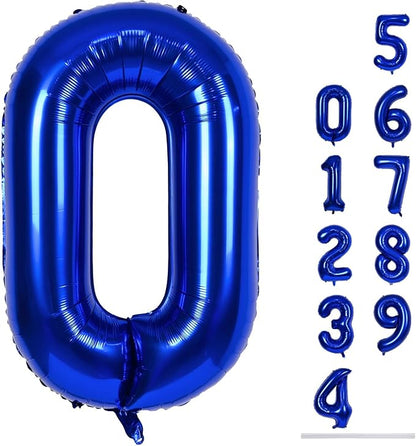 40 Inch Balloon Number 0 Navy Blue, Large Foil Dark Blue Number Balloons Set 0-9 by Lingqiang