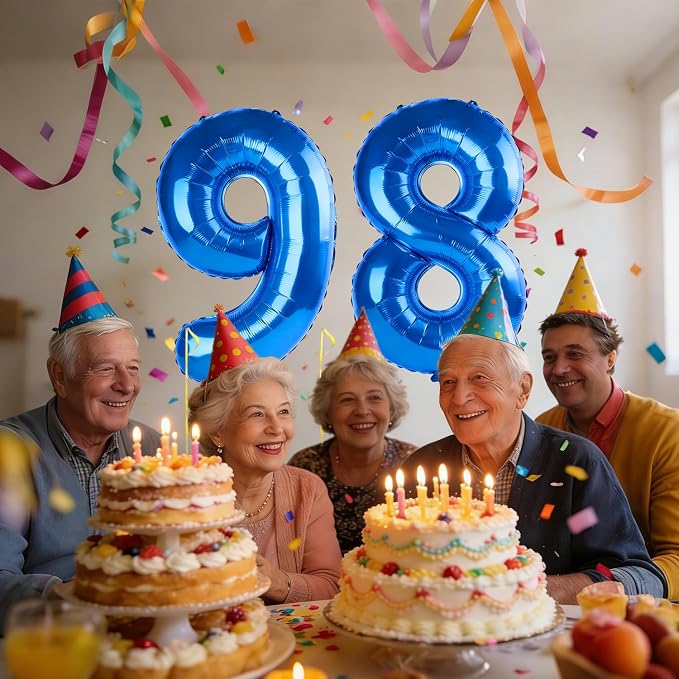40 Inch Number 98 Balloons for 98th Birthday Party Decorations, 0-100 Dark Blue - Image 2