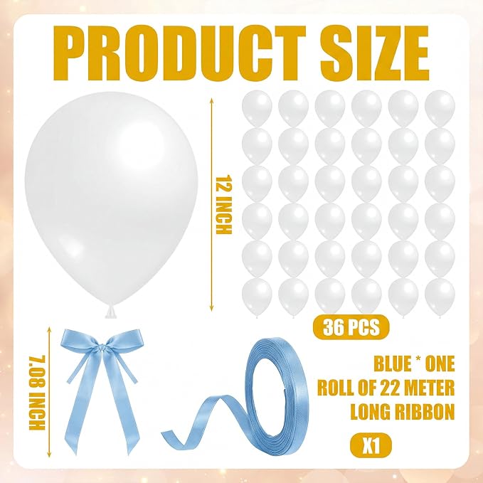 Gejoy 62 Pcs Ceiling Balloons Kit 12'' Pearl White Balloons - Image 7