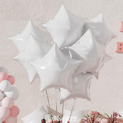 25Pcs White Star Shaped Balloons 18Inch Foil Mylar Balloon Helium | - Image 4