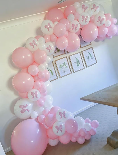 Pink Bow Balloons, Coquette Girly Party Decorations - Image 5