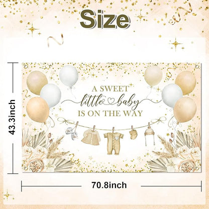 Boho Baby Shower Banner Neutral Gold Baby Shower Party Decorations A Sweet - Image 4