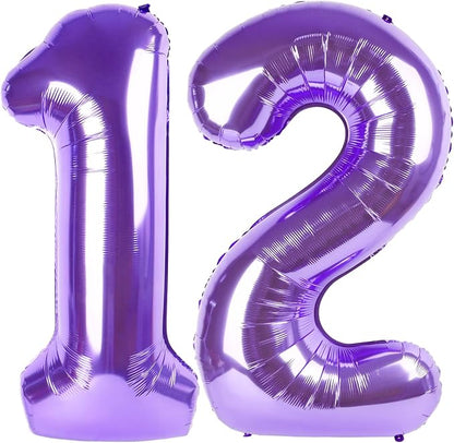 Purple Number 12 Balloon 40 Inch, 12th Birthday Decorations Men Women | Foil by IWERP