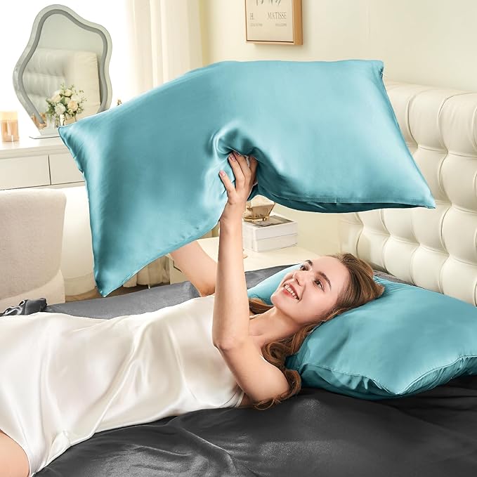 INFIIXSO Mulberry Silk Pillowcase for Hair and Skin, Silk Pillow Cases King Size with Hidden Zipper 20"x40", Extraordinary Smooth and Soft Cooling Pillow Cases for Hot Sleepers(ICY Morn, 1 Pack)