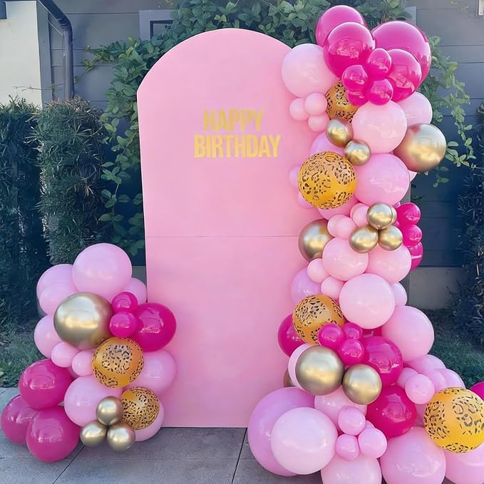 Cheetah Print Balloon Arch Kit, Hot Pink Gold Balloons - Image 7